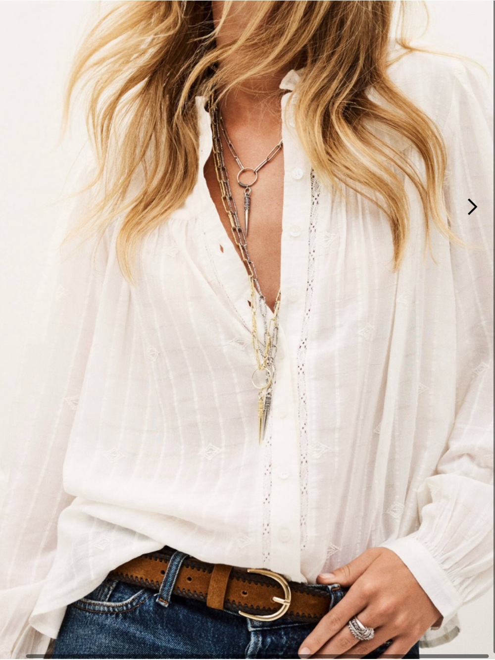 NWT Ba&sh Embroidered Off-White Melody Blouse